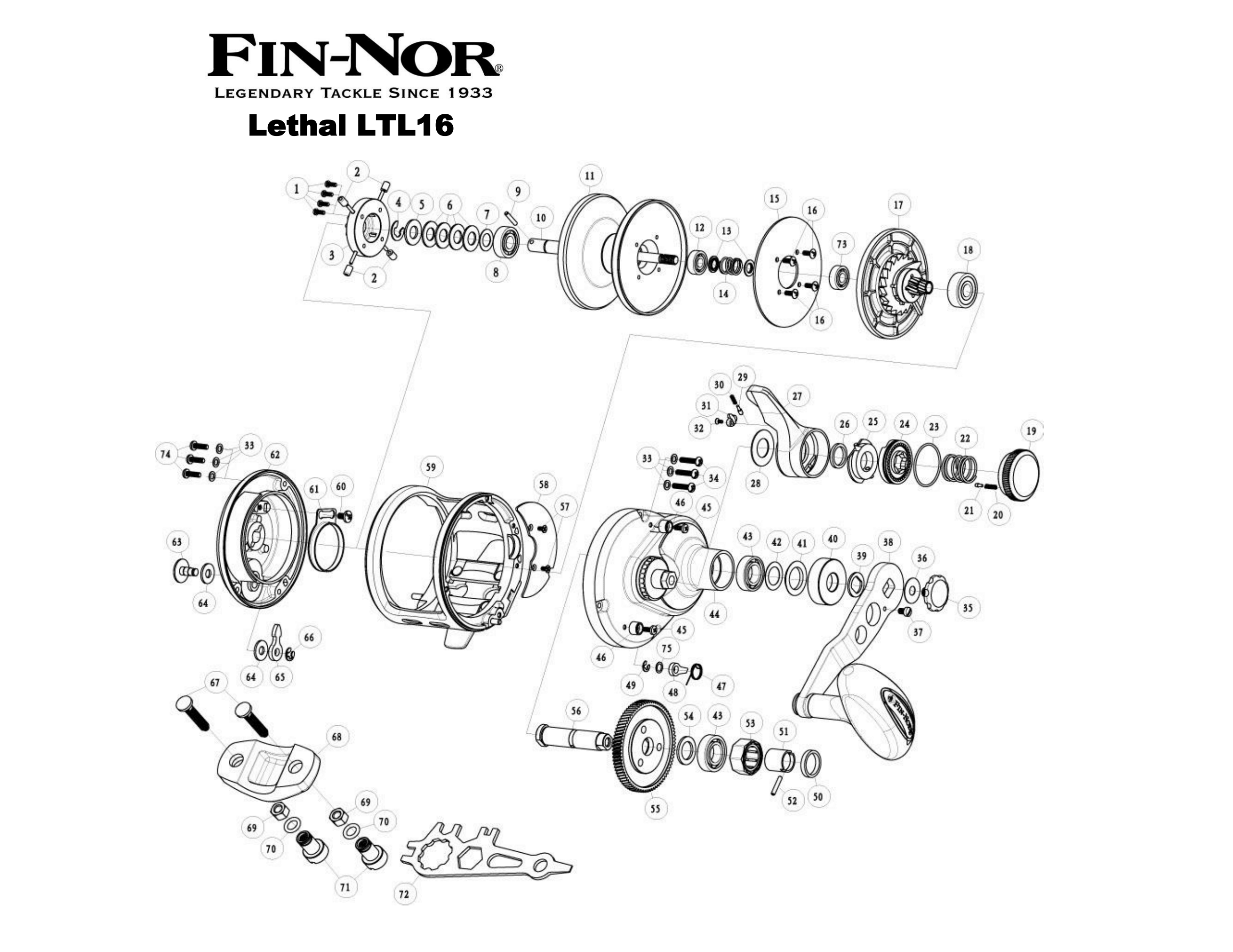 Reel Parts - Fin-Nor Parts - FIn-Nor Lever Drag Parts - Fin-Nor Lethal  LTL16 Parts - Mikes Reel Repair Ltd